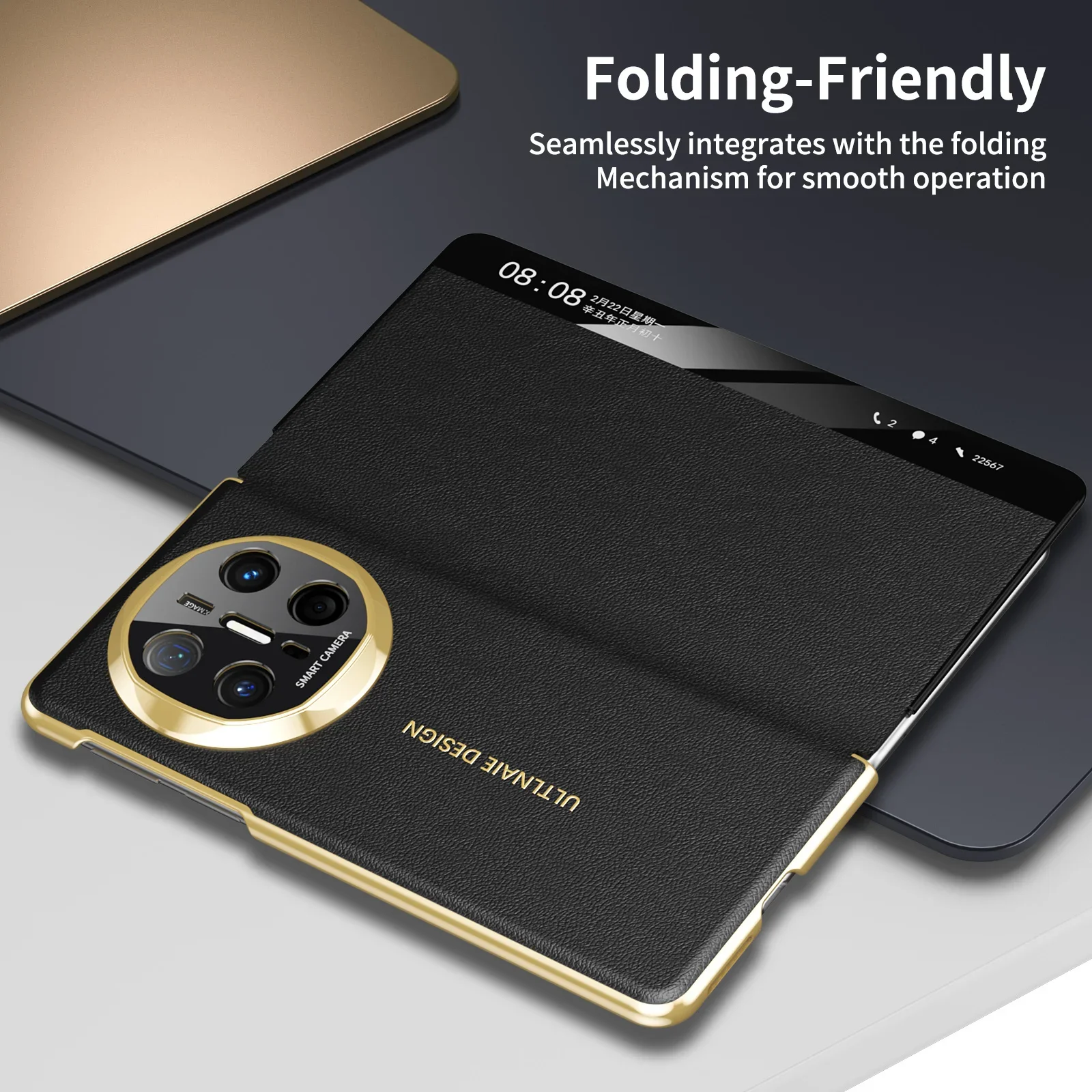 For Huawei Mate X6 X5 X3 Case Luxury Electroplated Matte Magnetic Flip Leather Case Intelligent Window Full Protective Accessory