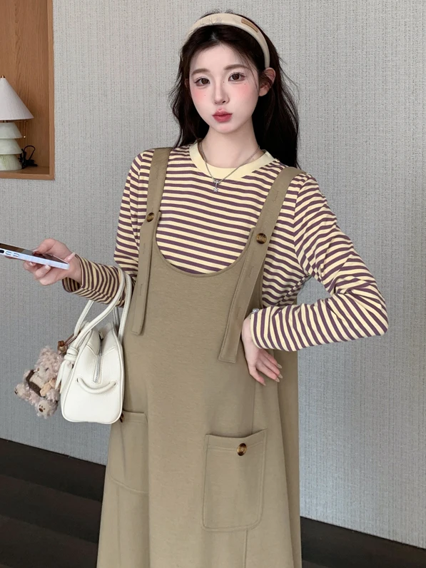 maternity-dress-autumn-wear-2026-new-pregnancy-outfit-korean-style-slimming-vest-skirt-set-early-autumn-casual-loose-waist