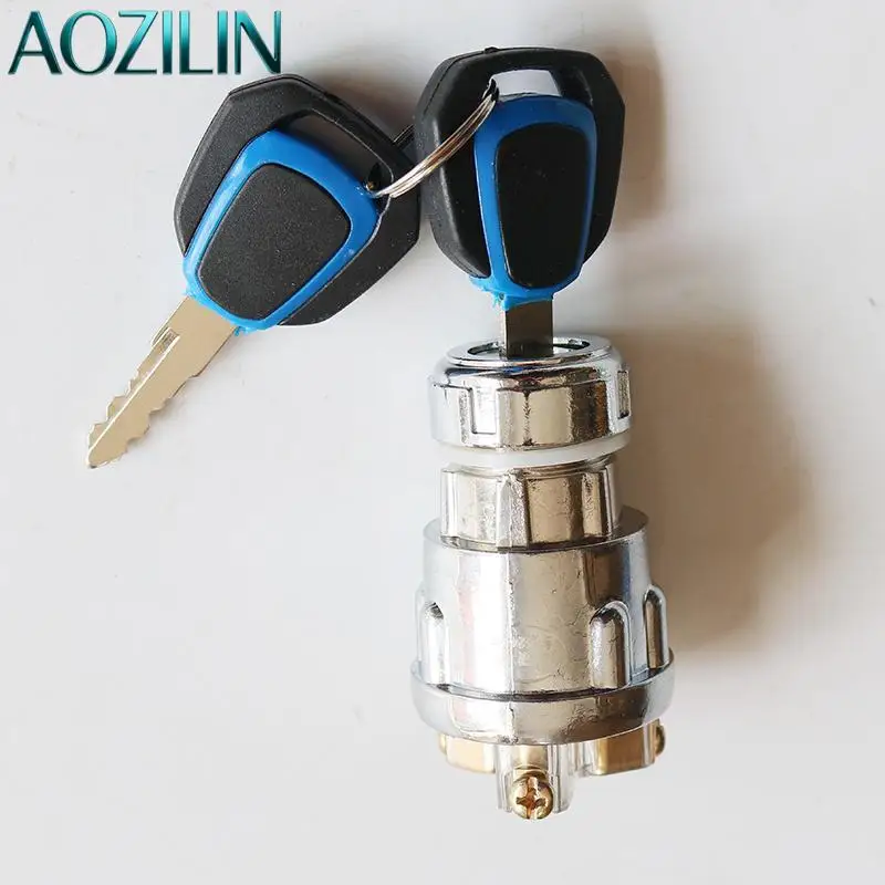 AOZILIN Ignition Start Switch Lock JK423 JK404 3‑4 Terminal Pre‑heat Starter for Farm & Engineering Vehicle