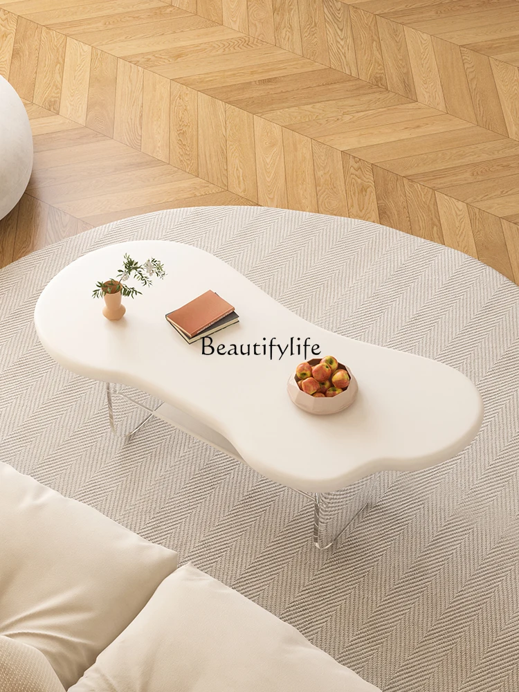 Cream wind cloud coffee table suspended small apartment simple living room French acrylic creative table