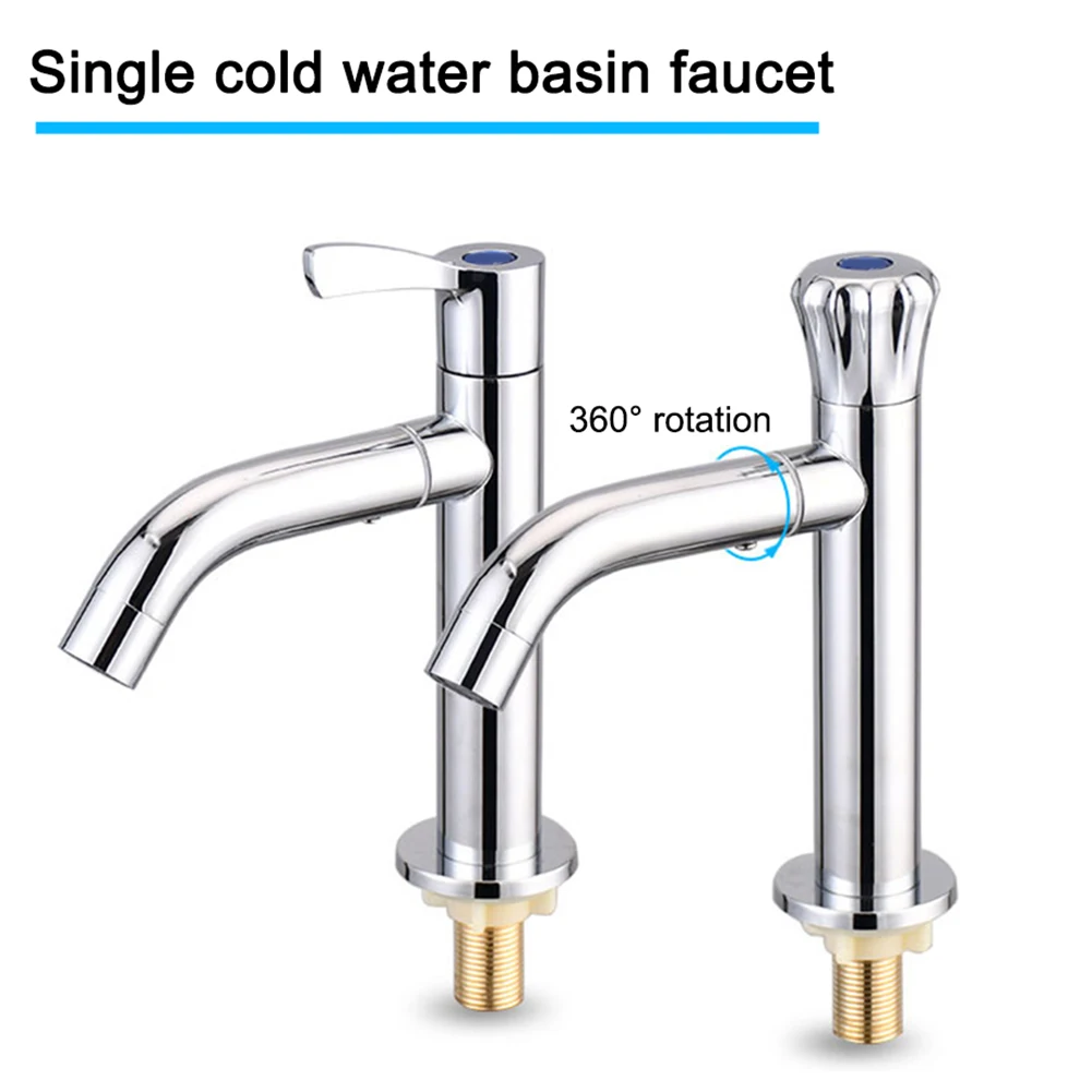 Basin Faucet Single Cold Basin Faucet Deck Mounted Bathroom Wash Basin Tap Home Improvement Stainless Steel Cold Water Tap ﻿