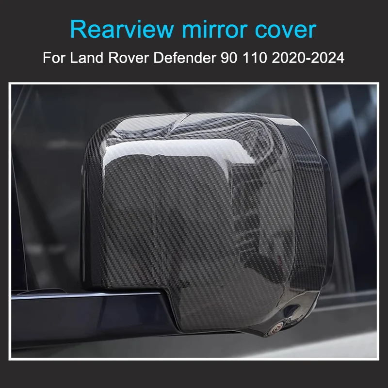 Rear View Mirror Cover for Land Rover Defender 90 110 2020-2024 Carbon Fiber Paste Decorative Panel