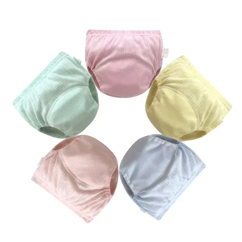 4pcs Training Pants Baby Shorts Solid Color Washable Underwear Boy Girl Cloth Diapers Reusable Nappies