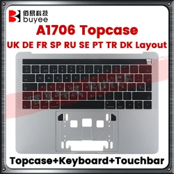 Original A1706 Top Case For Macbook Pro 13.3'' A1706 Palmrest GE FR SP UK RU TK Swedish Portuguese Danish Keyboard with touchbar