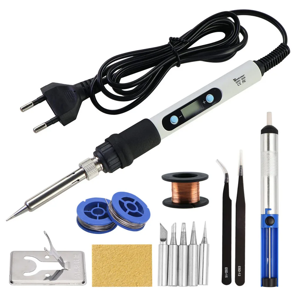 White 80W Electric Soldering Iron Adjustable Temperature Digital Display Internal Thermal Ceramic Heating Electronic Welding Too