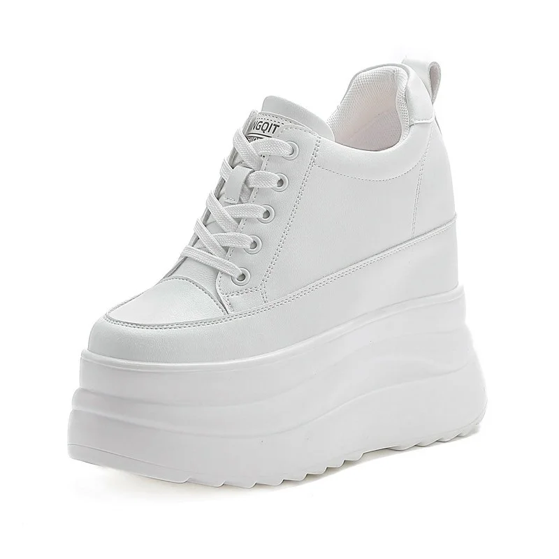 13 سنتيمتر إسفين مضخات الخريف جلد طبيعي الربيع الشتاء الأحذية المخفية الكعوب الأخفاف النساء منصة عالية العلامة التجارية أحذية نسائية