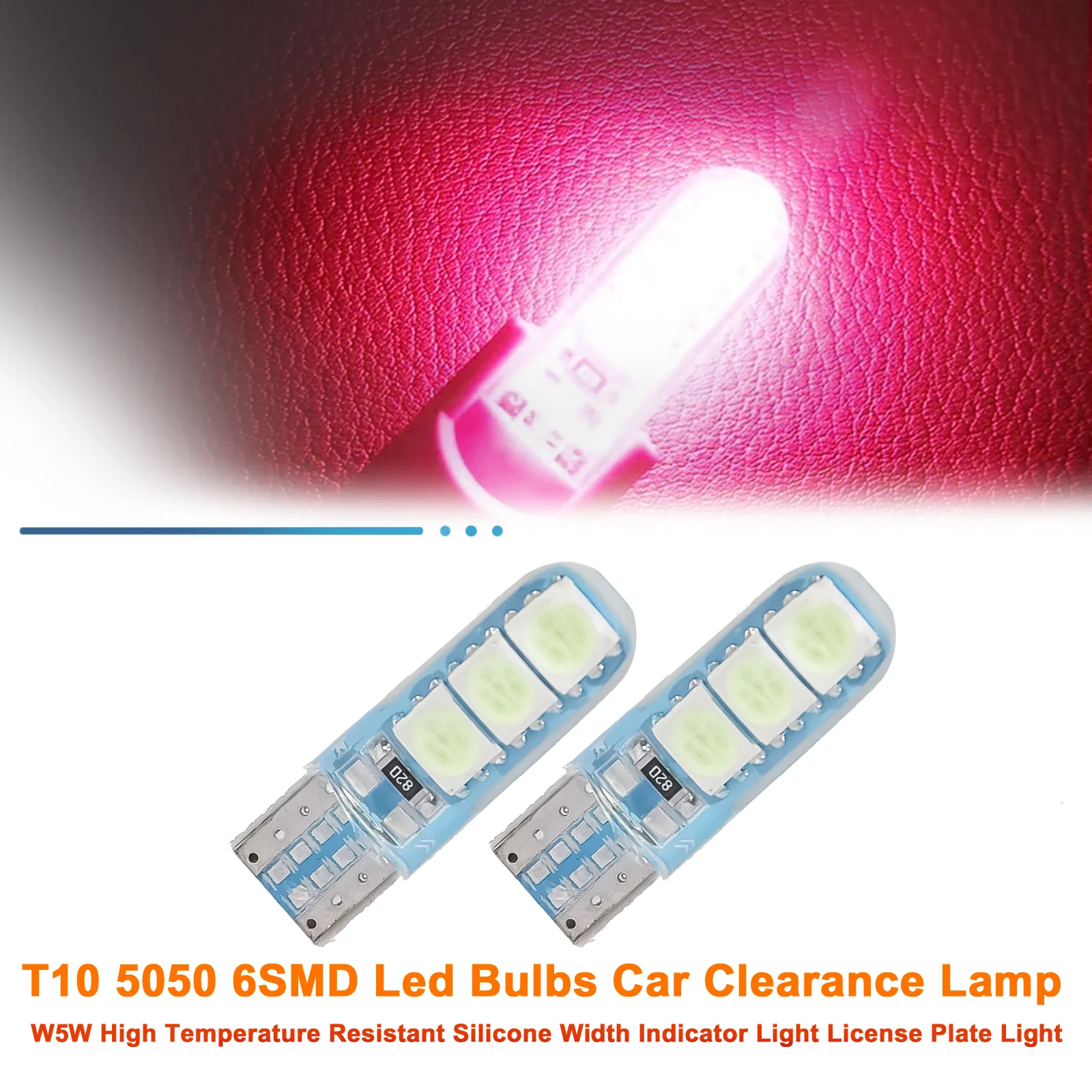 

T10 5050 6SMD Led Bulbs Car Clearance Lamp W5W High Temperature Resistant Silicone Width Indicator Light License Plate Light