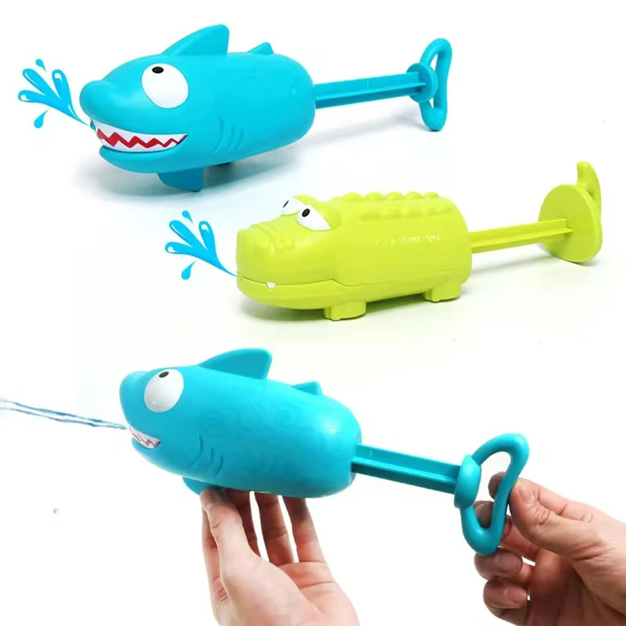 Bambini estraibili pistola ad acqua squalo design estate spiaggia bagno spruzzi divertimento all'aria aperta giocattolo sicuro per l'acqua materiale del fumetto dinosauro portatile