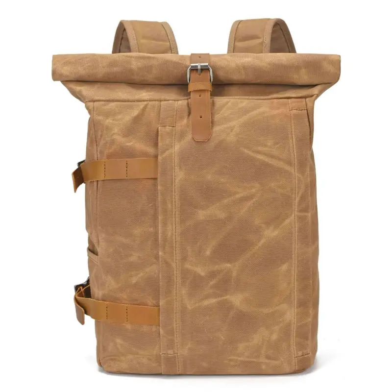 

[Вощеный холщовый рюкзак] Классический легкий большой вместительный новый вощеный рюкзак Винтажный кожаный рюкзак Crazy Horse для путешествий на открытом воздухе