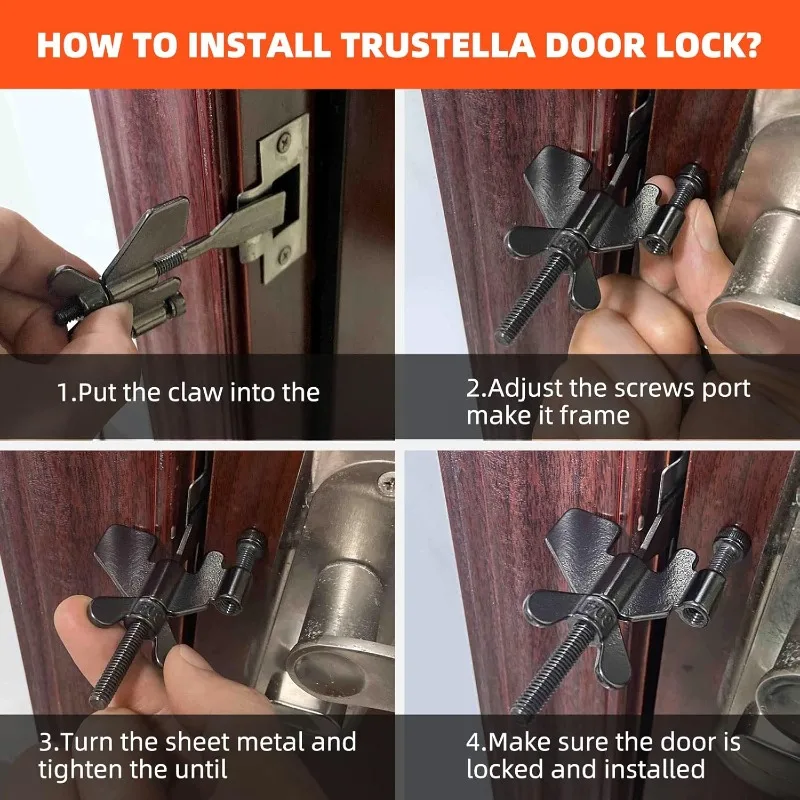 قفل الباب المحمول قفل فندق السفر مكافحة سرقة توقف الباب مكافحة سرقة أقفال الأبواب شقة المنزل الأمن الخصوصية مزلاج الأجهزة #6