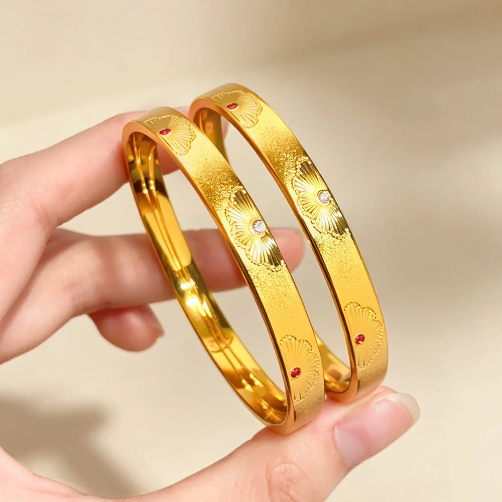 Point drill small Daisy bracelet small design light luxury solid ring bracelet 9999gold