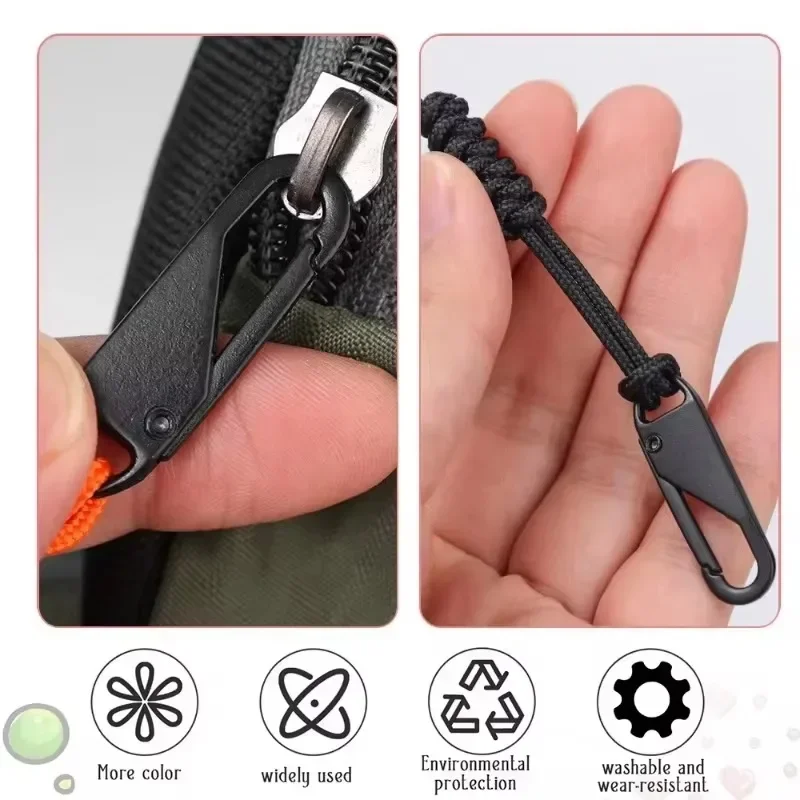 Multi-Functional Zipper Pulls for Backpack Jacket Tent Repair Kit Non-Slip Metal Polyester Cord Easy Grip Replacement Puller - view 6