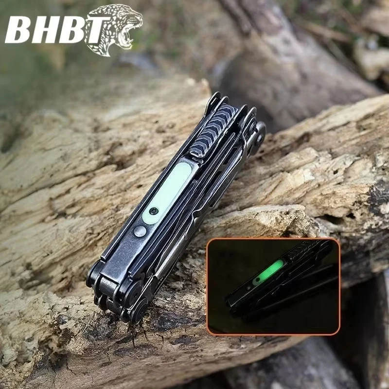 BHBT 15 in 1 Multi Tool Pliers with Damascus Knife Multi-functional Wrench Folding EDC Outdoor Camping Multi Tool
