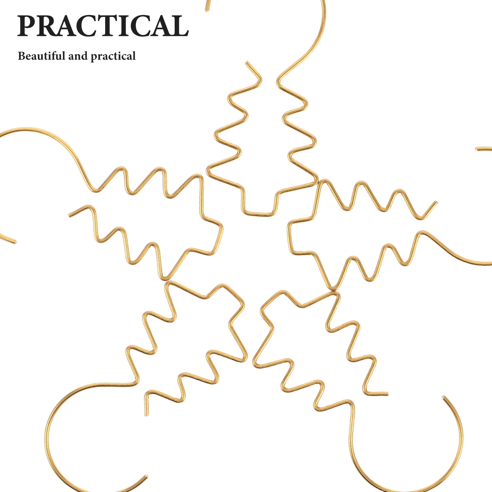 100 قطعة ديكور عيد الميلاد جارلاند زخرفة السنانير شجرة معدنية الذهب الشماعات الكرة مجعد #3