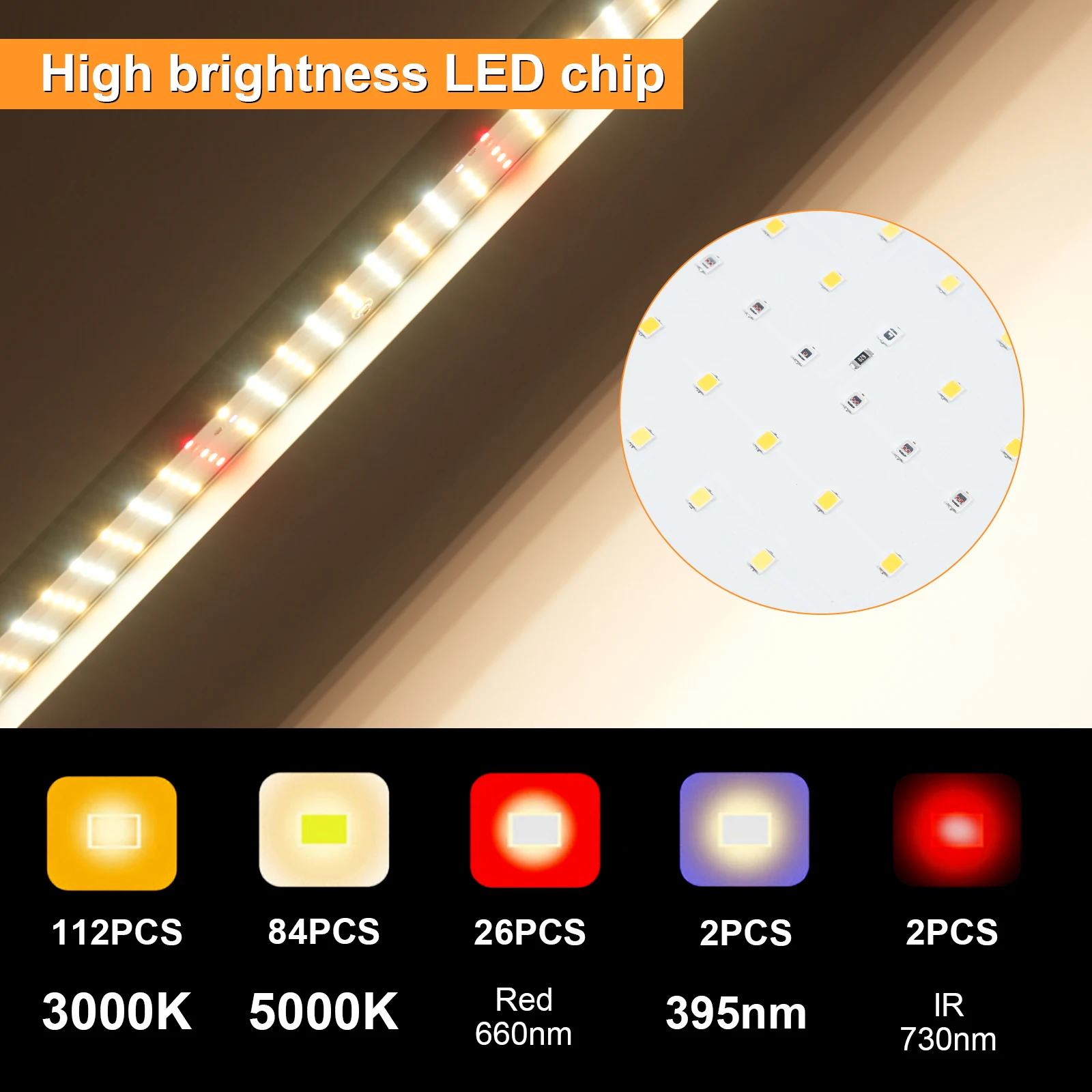ضوء نمو النباتات الداخلي LED الطيف الكامل للأشعة فوق البنفسجية الأشعة تحت الحمراء ضوء الملحق للنباتات الخضراء والزهور والخضروات