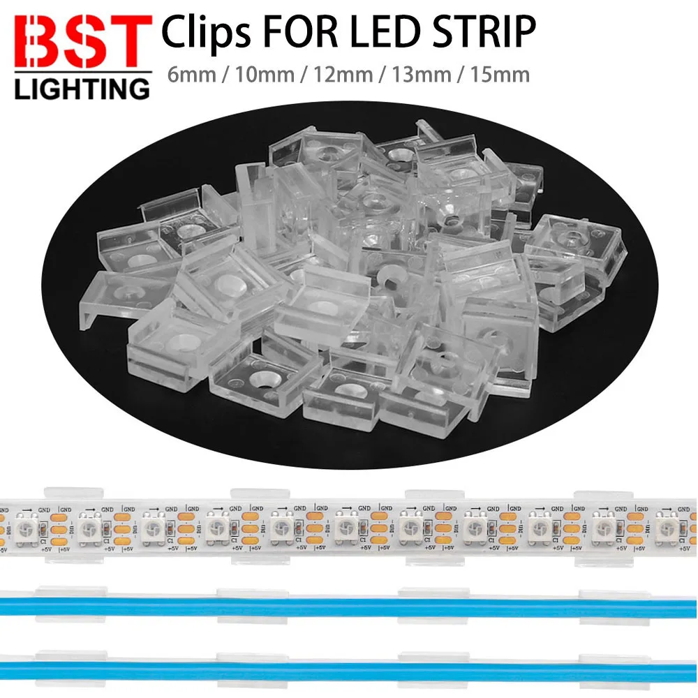 LED Strip Connector Fix Clips Plastic Accessories Mounting Fixing on Wall For 6MM 10MM 12MM 15MM 5050 RGB LED Neon Light Tape