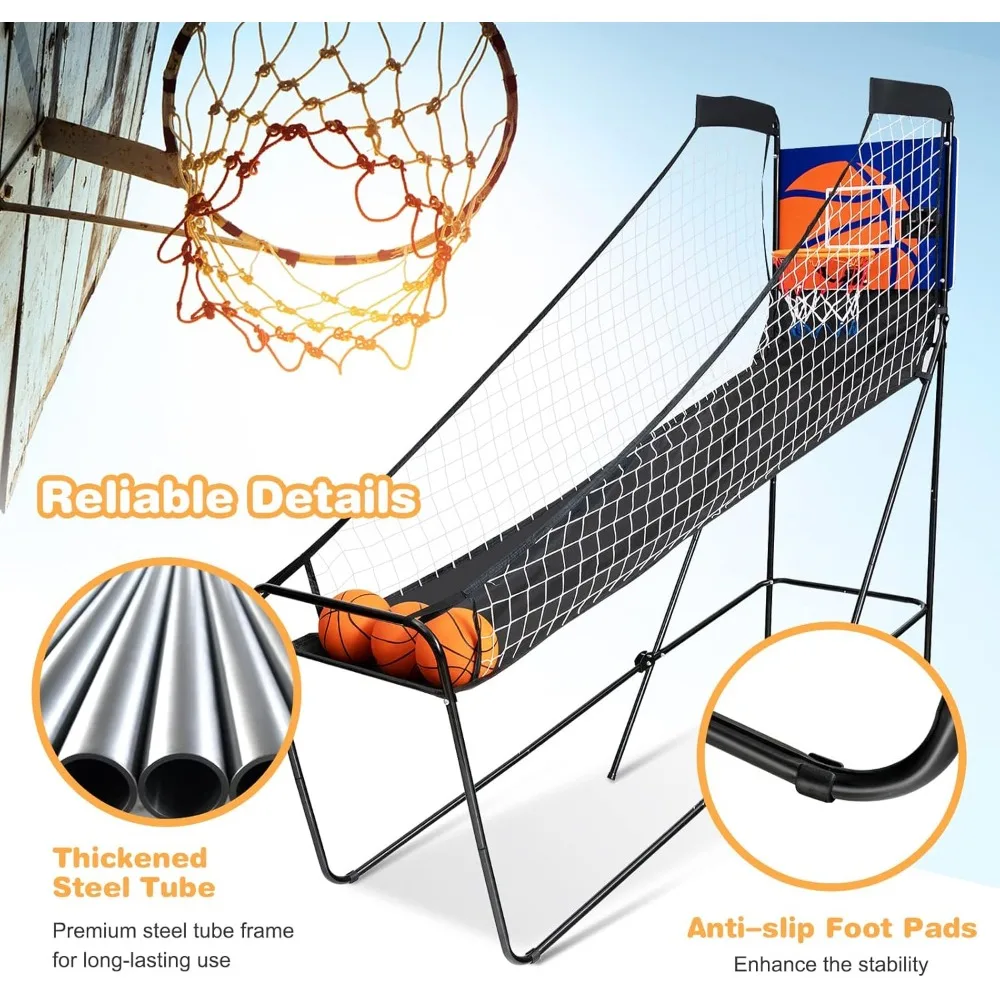 Draagbaar elektronisch basketbalspel met scorer, zoemer, 3 ballen, pomp, ideaal voor indoor single shot basket-entertainment