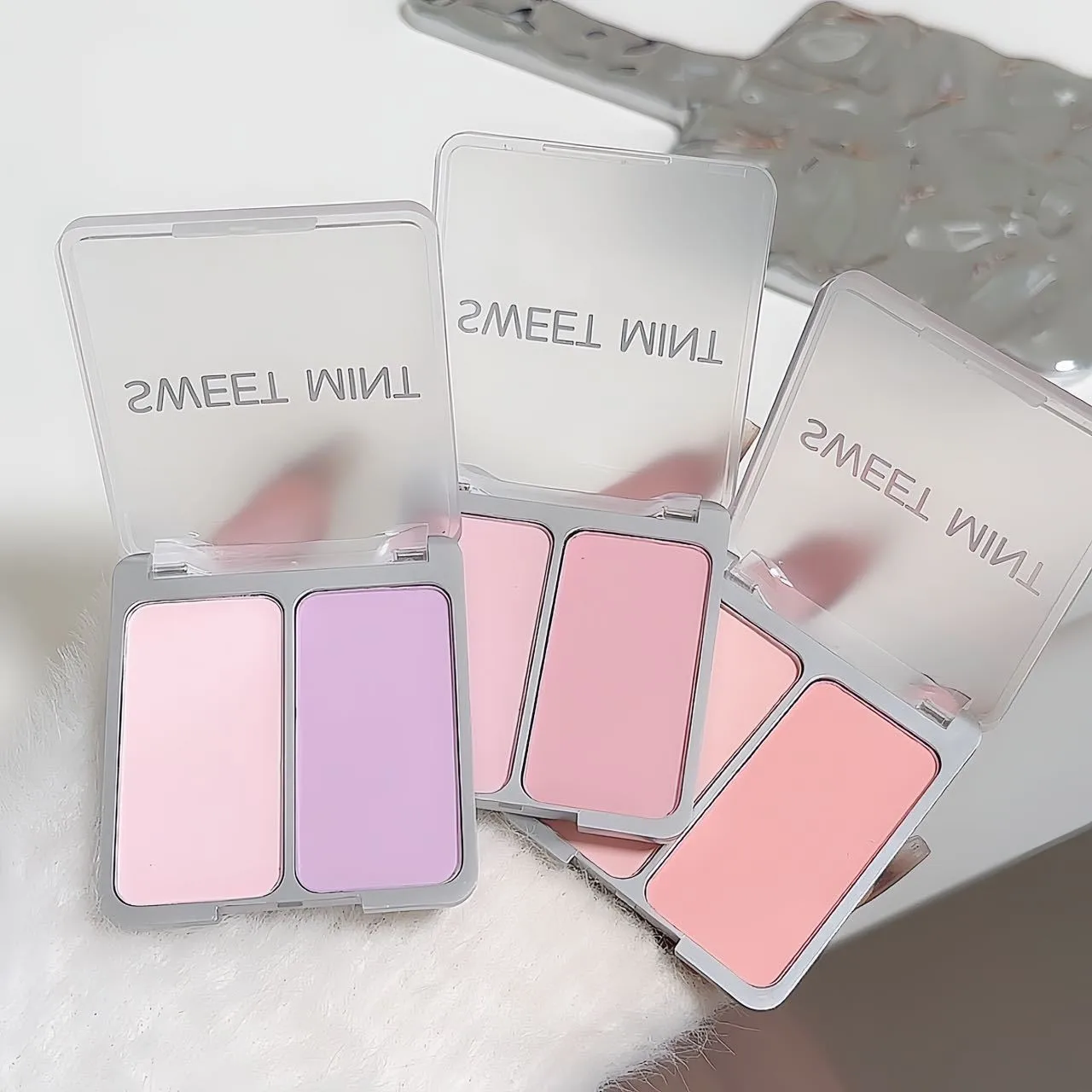 Two-tone Blush Powder Palette Natural Matte Brighten Skin Blusher Milk Peach Pink Purple Apricot Rubor Rouge Korean Dupes Makeup