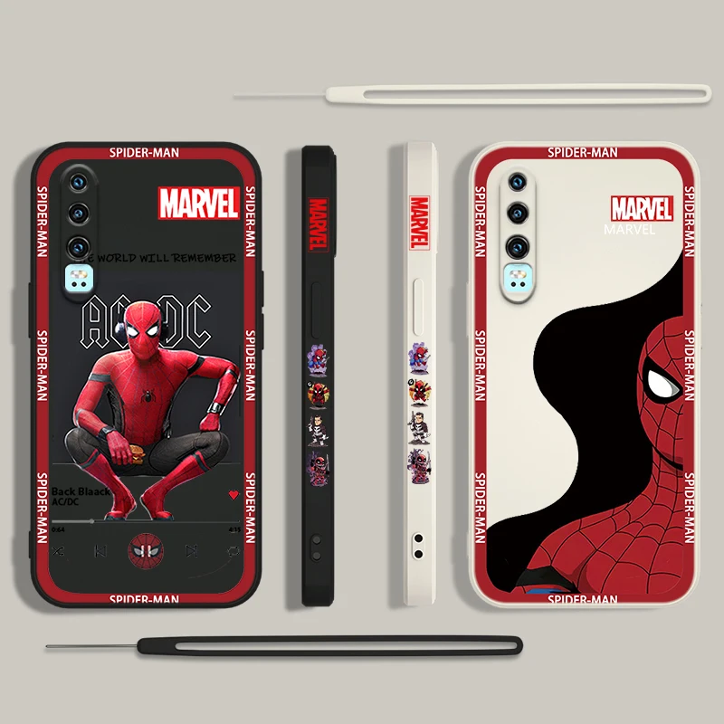 Marvel Superhero Spiderman Cool For Huawei Y9S Y9A Y9 Y6 Nova Y70 9 8 P50 P40 P30 P20 Pro Lite E 5G Liquid Left Rope Phone Case