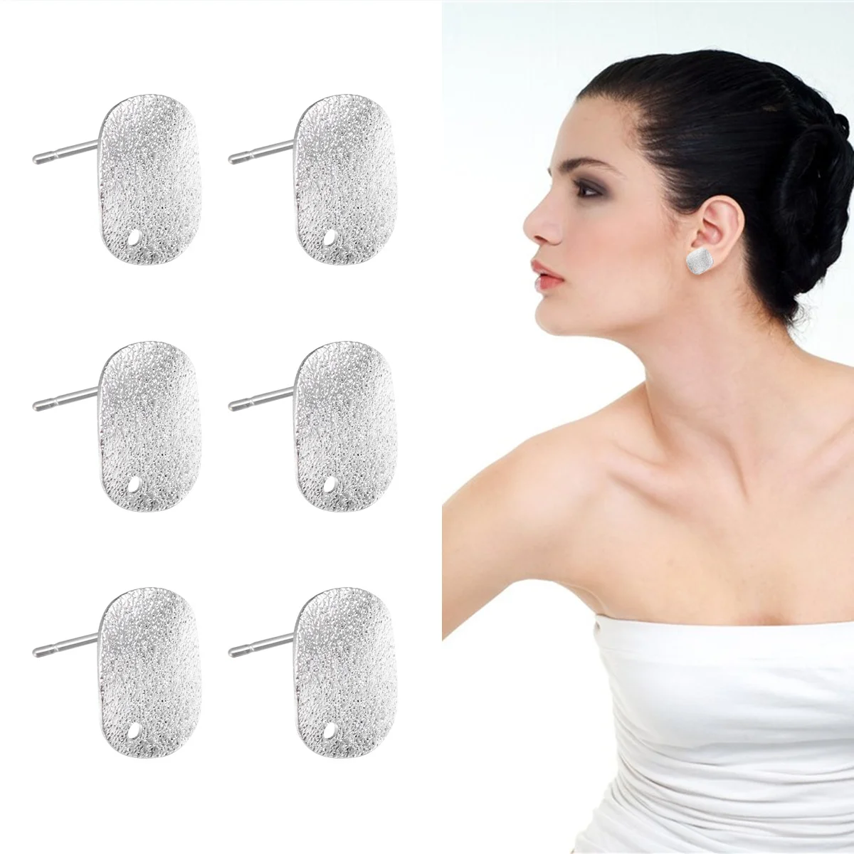 

20Pcs Alloy Flat Earrings Silver Creative Design Durable Ear Jewelry Decor Gift for Women Birthday Anniversary Wedding