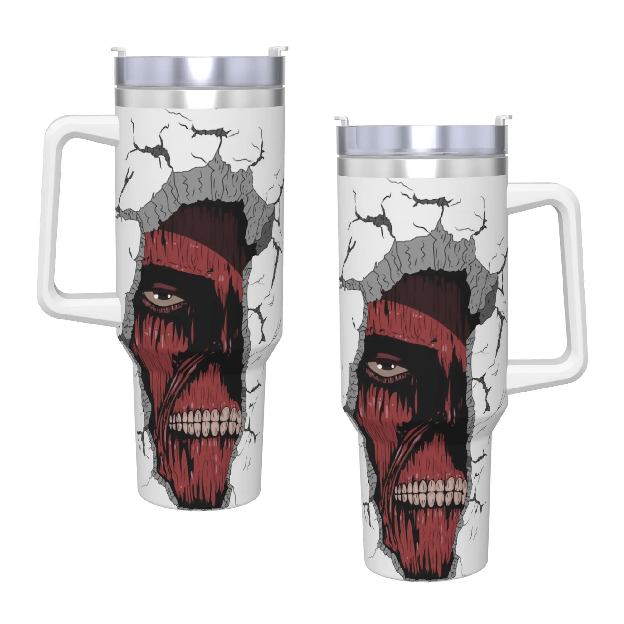 Stainless Steel Tumbler Anime Attack on Titan Car Mugs With Straws  Beach Cold and Hot Water Bottle Keep Heat 40oz Thermal Mug
