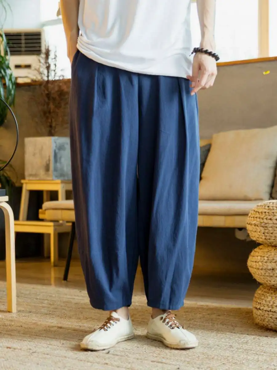 

New Men's Spring Summer Loose Fit Faionable Lantern Pants Casual Wide Leg Harlan Trousers plus Size Comfortable Thiened