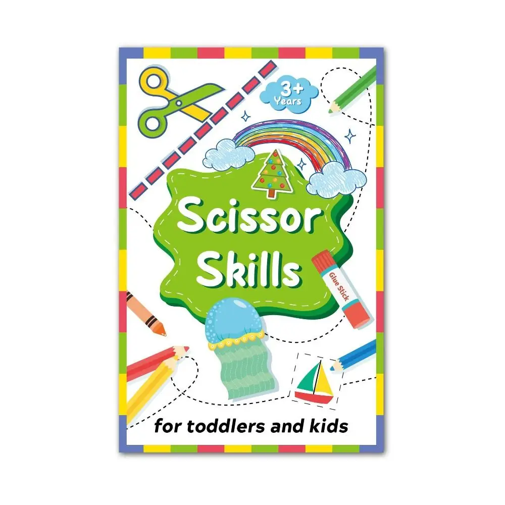 Libro de papel de corte para niños, libro de actividades de corte Montessori para artes y manualidades, aprendizaje de arte educativo