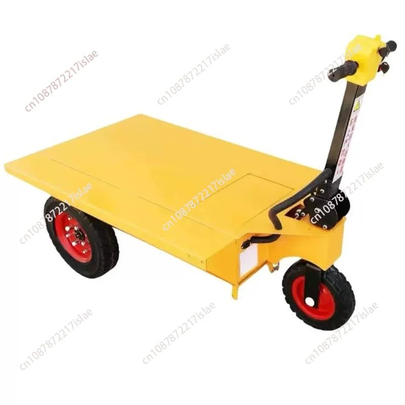 Electric Three-Wheeled Flat Trolley, Construction Site Brick & Mortar Transport Cart