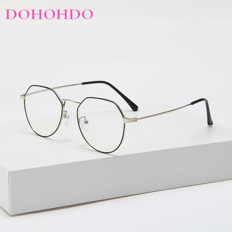 2023 Dohohdo Unisex Anti-Blauw Licht Klassieke Glazen Frame Merk Designer Fashion Ronde Optische Metalen Frames Computer Bril