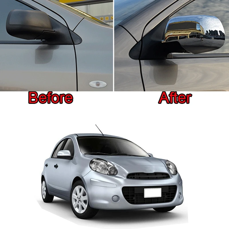 Car Rearview Mirror Cover Cap Decorative Shell for Nissan Micra March K13 Versa Almera N17 2010-2016