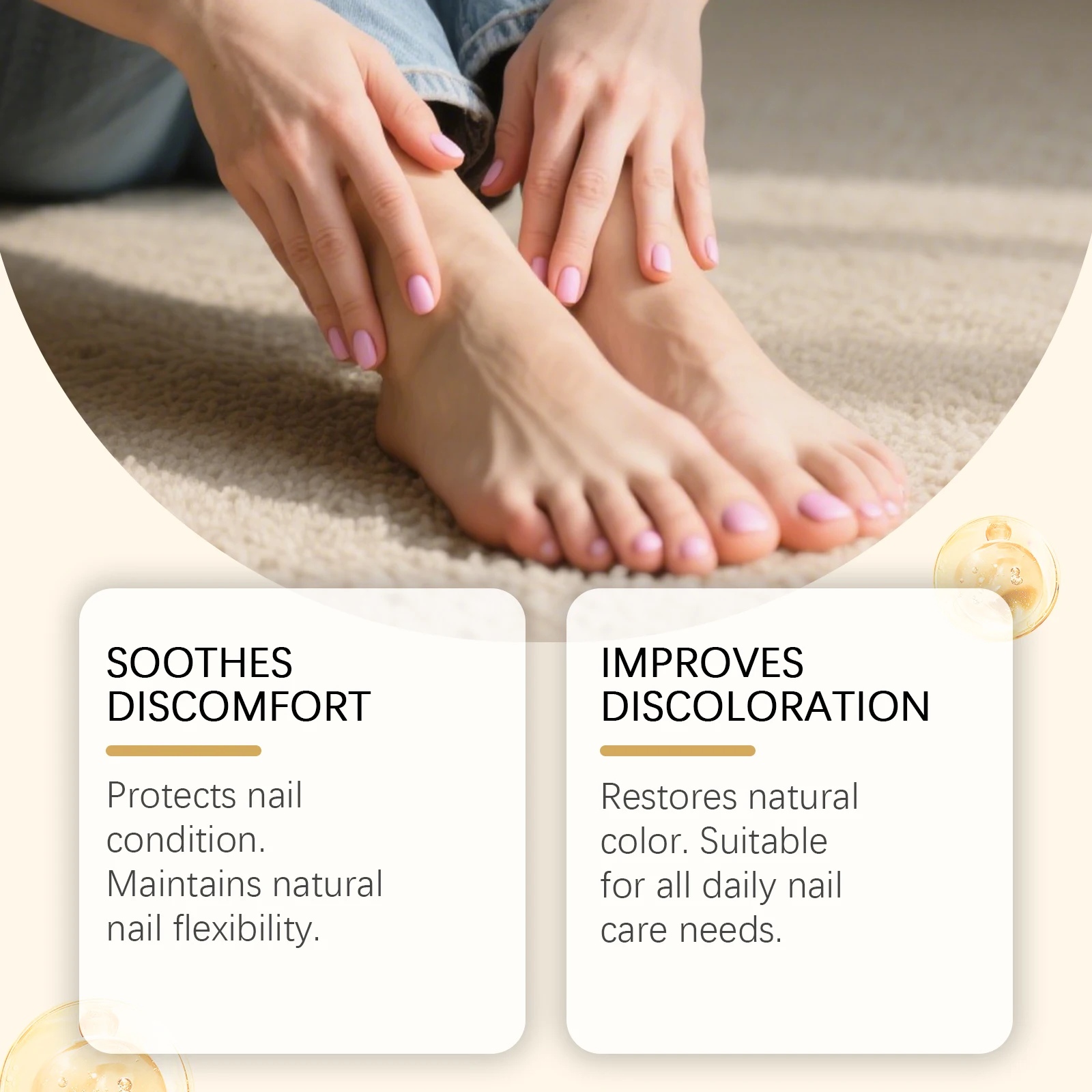 Nagelstärkende Pflegeflüssigkeit verbessert die Nagelsträhigkeit, spendet Feuchtigkeit der Nageloberflächen um die Haut. Nagelpflege für Hände und Füße