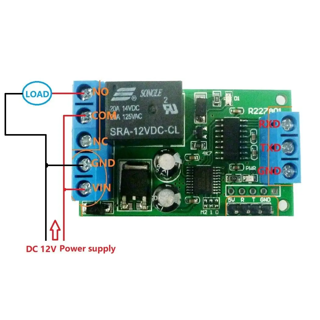 2 IN 1 RS232 TTL232 Serial UART Relay Open Close 9600kpbs 8 Data Bit Byte