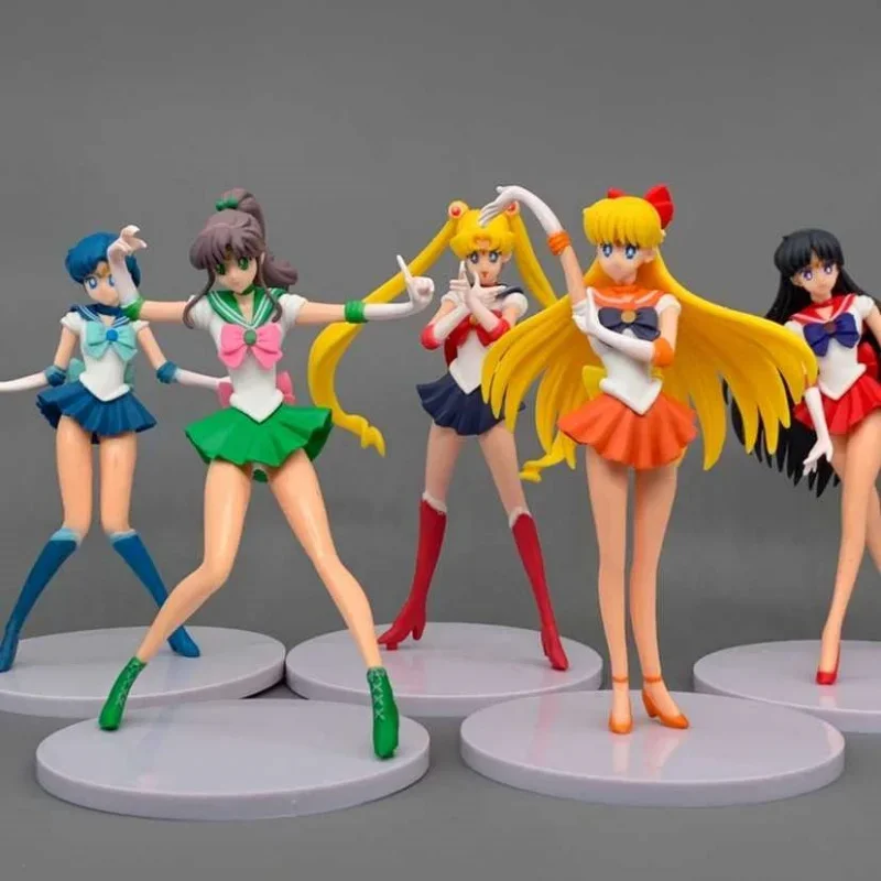 5 unids-set Sailor Moon figura de acción versión Q Kawaii Sailor Mars Júpiter Mercury Venus modelo colección de juguetes muñeca decoración de escritorio