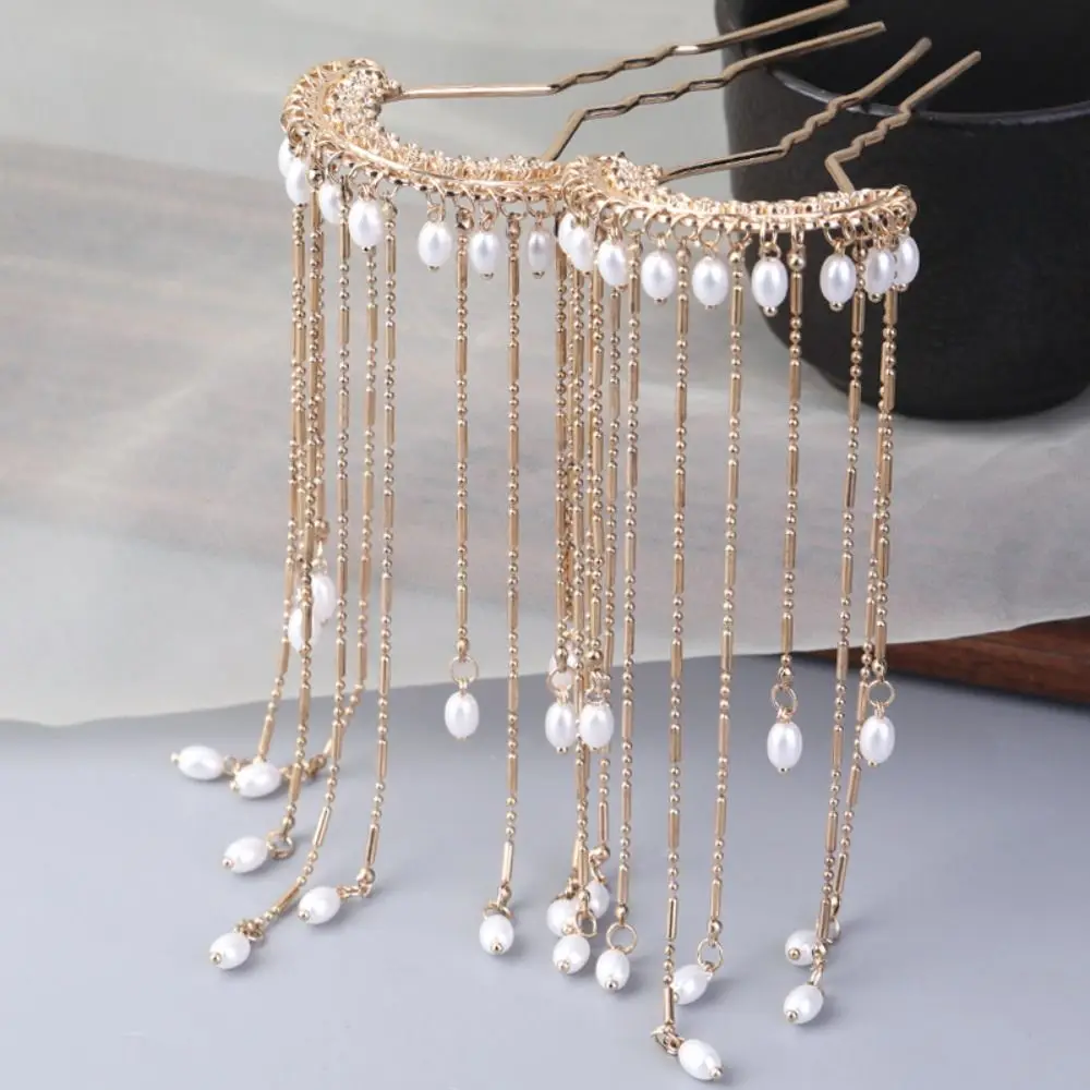 Tassels U-shaped Hair Clip U Shape Antique Style Chinese Style Hair Stick Grab Clip Hanfu Headwear Flower Hairpin Female