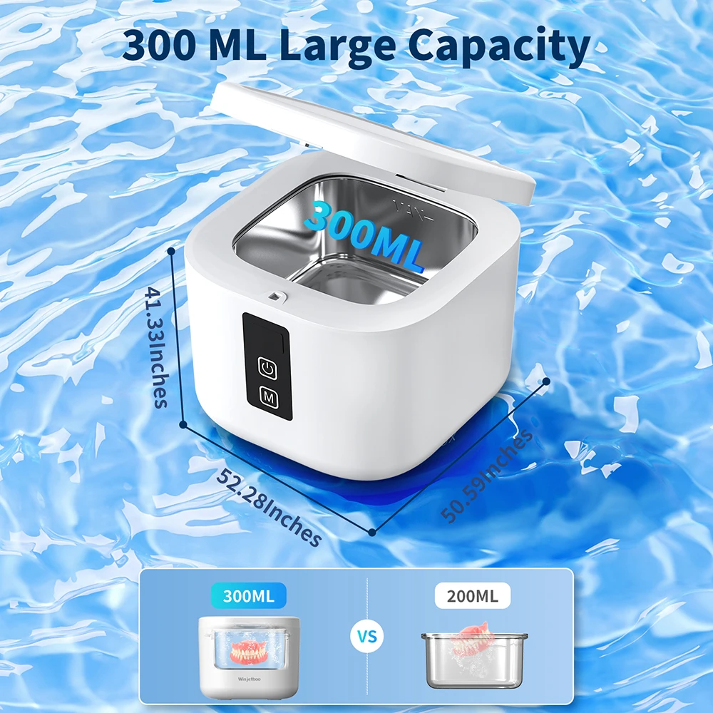 KUNPHY Ultrasonic Cleaner Portable Retainer Denture Cleaning UV Light 48kHz Adjustable Modes For Jewelry Dentures Braces Ring