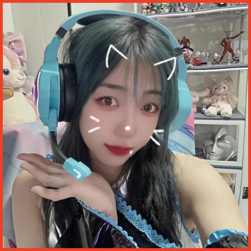 

Moeyu Hatsune Miku Esports Heart Series Anime Esports Headset Mechanic Surround Sound Wired Headset Peripheral Christmas Gift