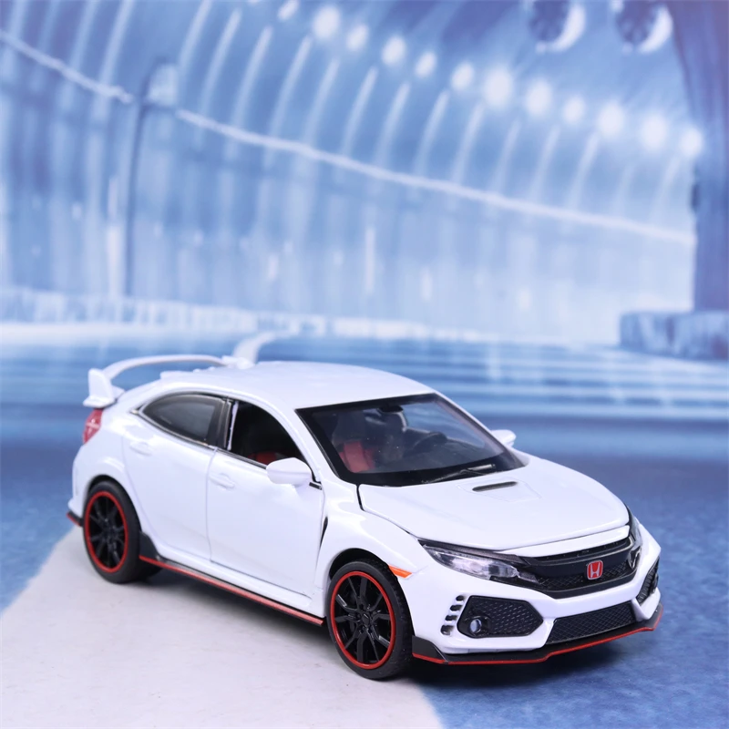 1:32 Honda CIVIC TYPE-R Diecasts & Toy Vehicles Metal Car Model Sound Light Collection Car Toys For Children Christmas Gift A109