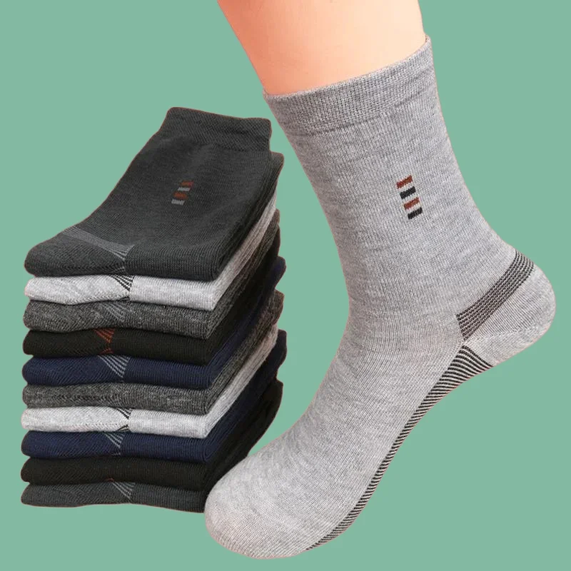 

5/10 Pairs Comfortable Casual Solid Simple Color Fashion Mid-tube Sock Standard Sports Socks High Quality Breathable Men's Socks