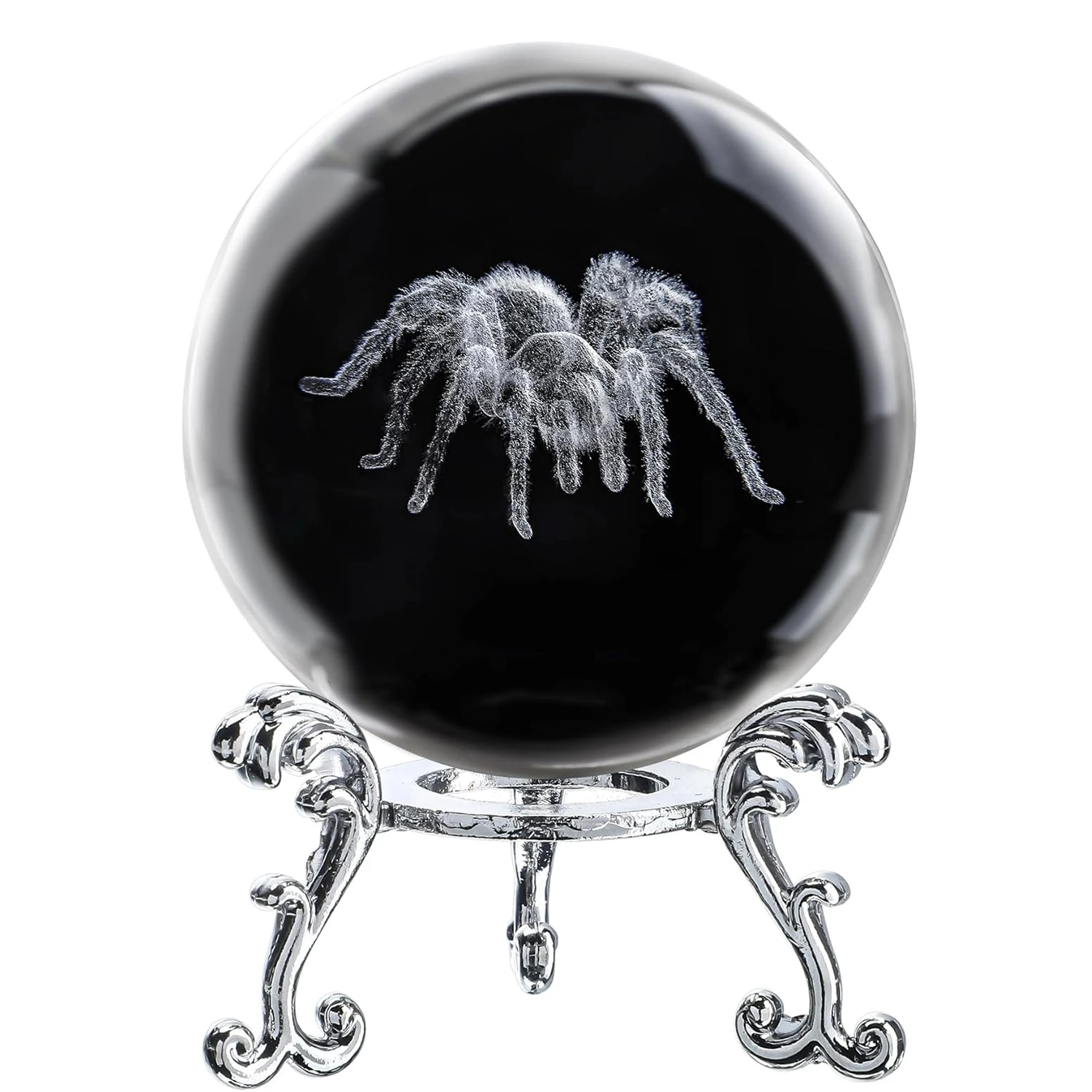 

3D Spider Crystal Ball Halloween Decor Laser Engraved Animal Statue Model Photography Prop Decorative Glass Ball Paperweight
