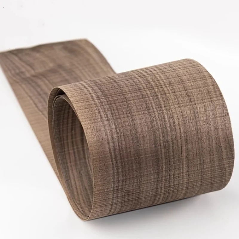 

Natural Serrated Black Walnut Veneer Furniture Speaker Handmade Veneer Marquetry Veneer L:2-2.5Meters/pcs Width:19cm T:0.4-0.5mm