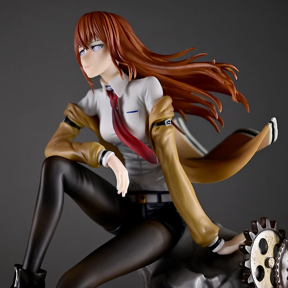 Nowa Figurka Anime Steins Gate Makise Kurisu 25cm z PVC, Piękna Statuetka Dziewczyny, Ozdoba na Biurko, Prezent Urodzinowy, Zabawka - Nowa Wyprzedaż