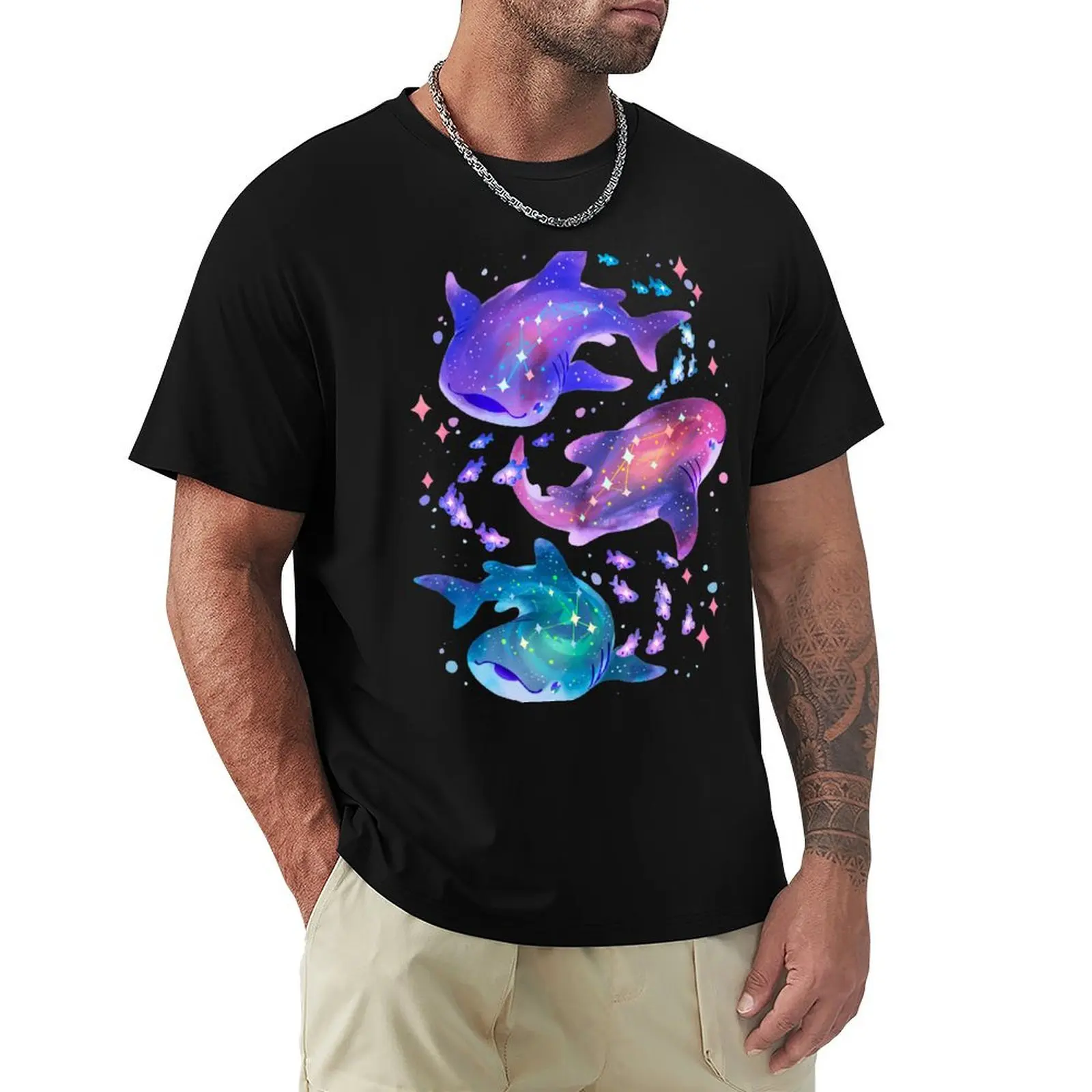 

Cosmic Whale Shark T-Shirt boys animal print anime shirt plus size clothes boys whites mens tall t shirts