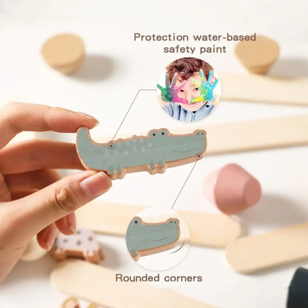 Montessori Holz Tiere Blöcke Set Puzzle Interaktive Tier Modell Balance Stapelbare Mehrzweck Tier Form Stapeln Spielzeug