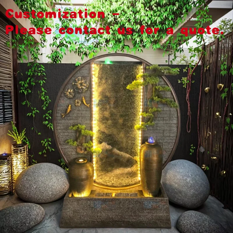 

custom.Resin Indoor/Outdoor Garden Waterfall Fountain Wall Curtain Features Ornament