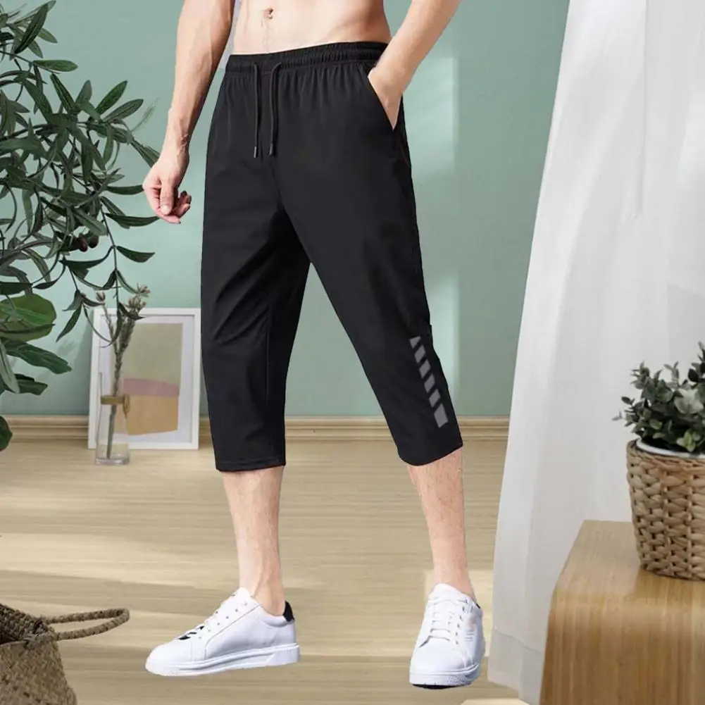 Korean 7-Point Pants Men'S Ice Silk Quick Drying Shorts Loose Straight Tube Summer Youth Boys' Oversized Outer Middle Trousers