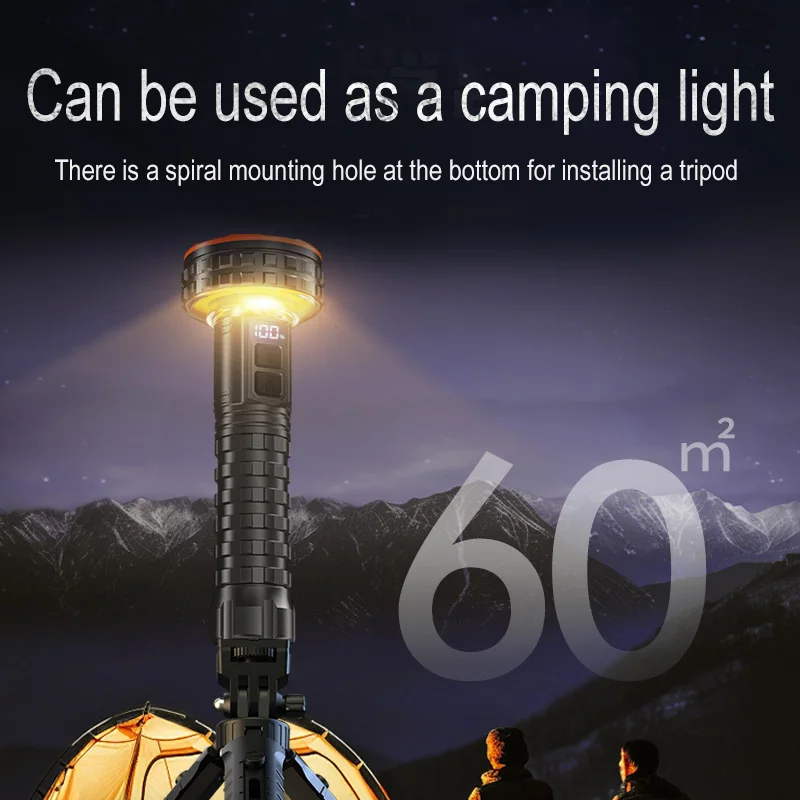 Magnetic Highlight Powerful LED Flashlight With USB Rechargeable High Power Bright Torch Light Portable Tactical Camping Lantern