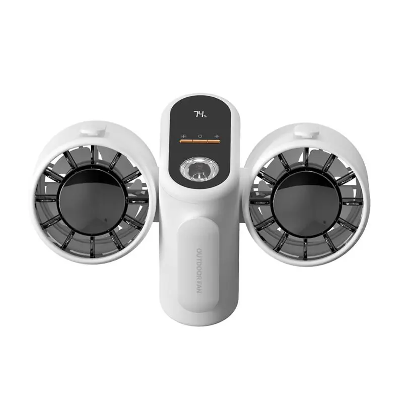 

A99G- Вентилятор с двумя головками, крепящийся на пояс, с функцией Power Bank и подсветкой для кемпинга, путешествий и работы на открытом воздухе