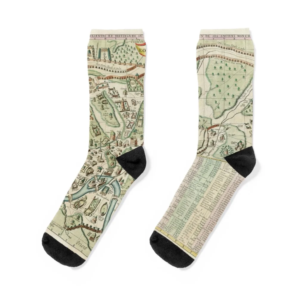 

Vintage Map of Rome Italy (1719) Socks sports stockings set Rugby compression Socks For Men Women's