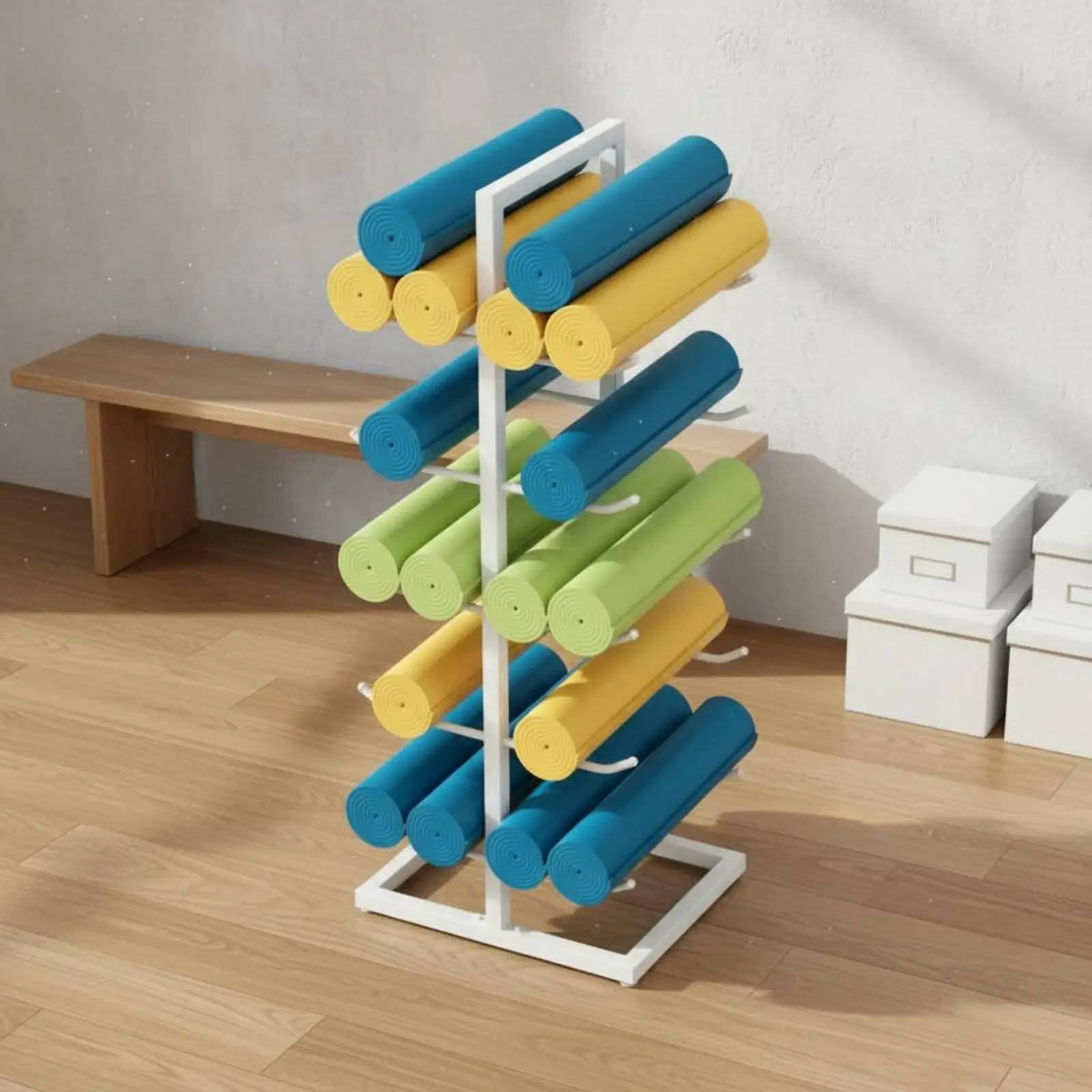 Fitness Equipment Holder Space Efficient Multi Tier Storage Rack for Gym Mats and Fitness Equipment view 4