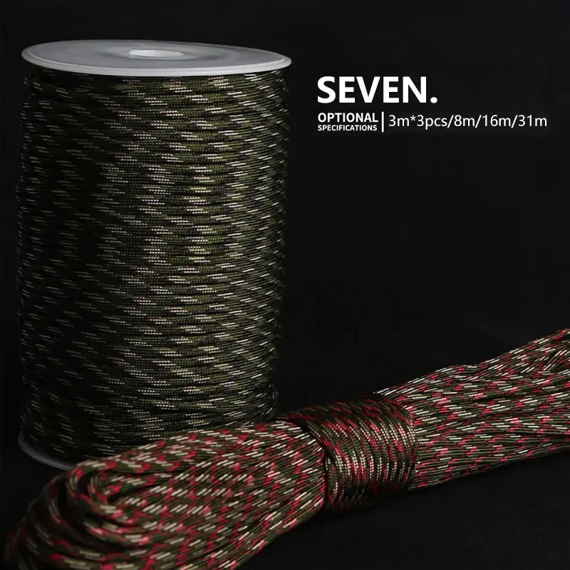 7 Cores 550 Paracord Cord 5 8 16 31 M Dia.4mm For Outdoor Camping Survival Lanyard Parachute Rope Hiking Tent Accessories image 2